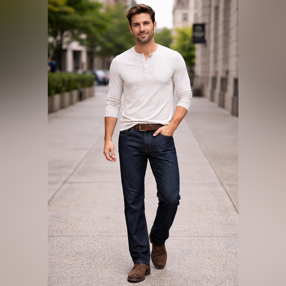 KATO by Hiroshi Kato “The Hammer Straight” Dark Wash Stretch Jeans NWOT